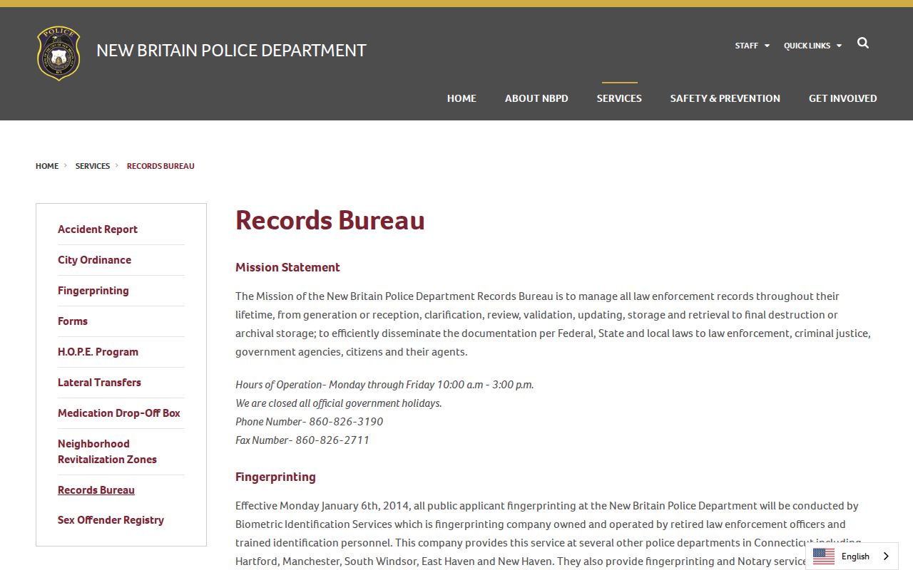 New Britain police records request process and fees